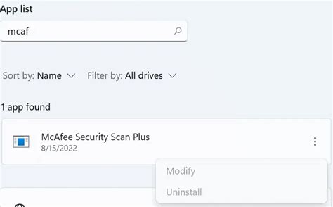 uninstall mcafee greyed out.